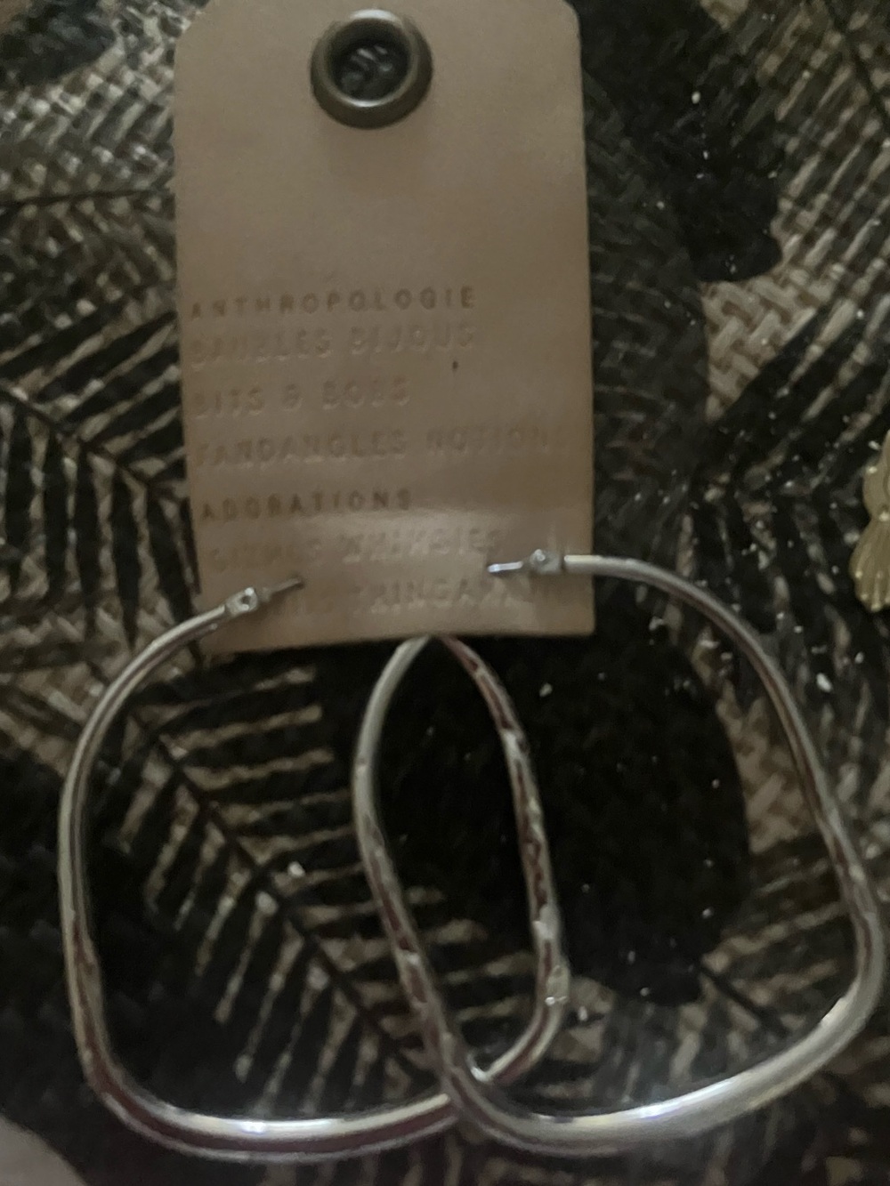 ✨Anthropologie Silver Geometric Hammered Metal Dangling Earrings Boho Artist New